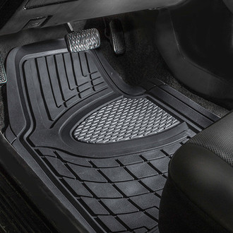 FH Group® - Premium 1st & 2nd Row Gray/Black Rubber Floor Mat Set