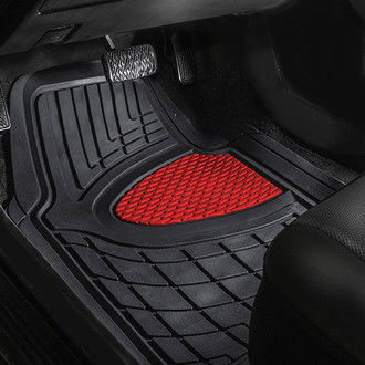 FH Group® - Premium 1st & 2nd Row Red Rubber Floor Mat Set