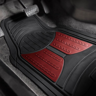 FH Group® - Trimmable ClimaProof™ Monster Eye 1st & 2nd Row Burgundy Rubber Floor Mat Set