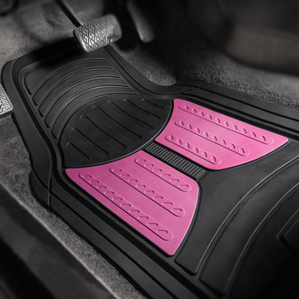 FH Group® - Trimmable ClimaProof™ Monster Eye 1st & 2nd Row Pink Rubber Floor Mat Set