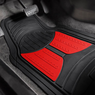 FH Group® - Trimmable ClimaProof™ Monster Eye 1st & 2nd Row Red Rubber Floor Mat Set