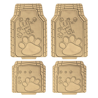 FH Group® - Heavy-Duty Rubber Floor Mat Set with Adorable Paw Print