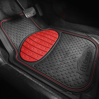 FH Group® - Heavy Duty ClimaProof™ 1st & 2nd Row Red Rubber Floor Mat Set