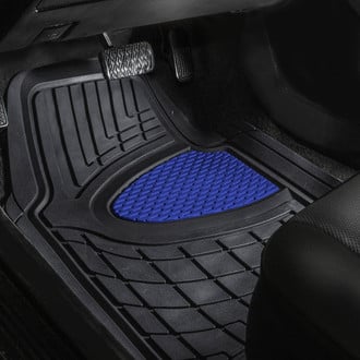FH Group® - Trimmable ClimaProof™ Heavy Duty Tall Channel Non-Slip 1st & 2nd Row Blue Rubber Floor Mat Set