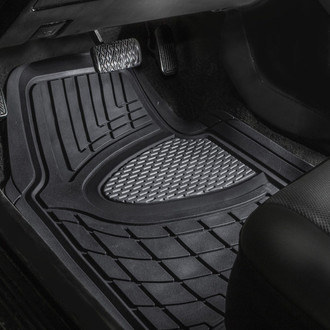 FH Group® - Trimmable ClimaProof™ Heavy Duty Tall Channel Non-Slip 1st & 2nd Row Gray Rubber Floor Mat Set