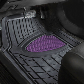 FH Group® - Trimmable ClimaProof™ Heavy Duty Tall Channel Non-Slip 1st & 2nd Row Purple Rubber Floor Mat Set