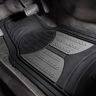 FH Group® - Trimmable Heavy Duty 1st & 2nd Row Gray Rubber Floor Mat Set