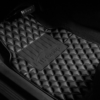 FH Group® - Luxury 1st & 2nd Row Black Leather Floor Mat Set