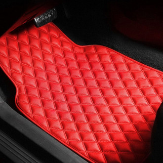 FH Group® - Luxury 1st & 2nd Row Red Leather Floor Mat Set