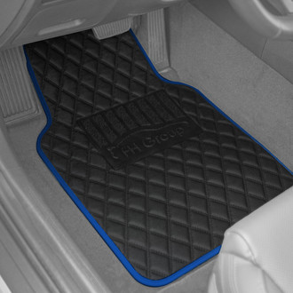 FH Group® - Deluxe 1st & 2nd Row Blue Leather Floor Mat Set