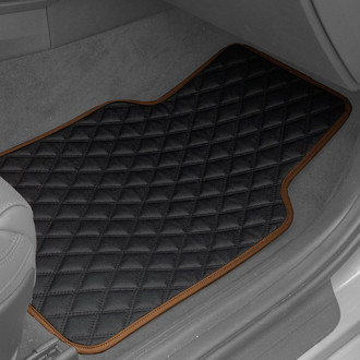FH Group® - Deluxe 1st & 2nd Row Brown Leather Floor Mat Set