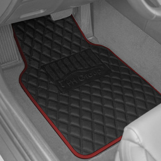 FH Group® - Deluxe 1st & 2nd Row Burgundy Leather Floor Mat Set