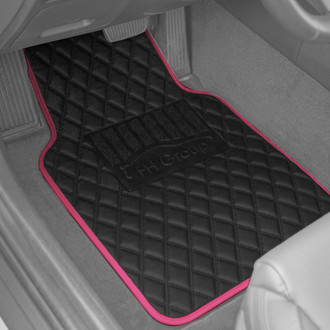 FH Group® - Deluxe 1st & 2nd Row Pink Leather Floor Mat Set