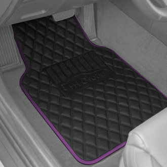 FH Group® - Deluxe 1st & 2nd Row Purple Leather Floor Mat Set