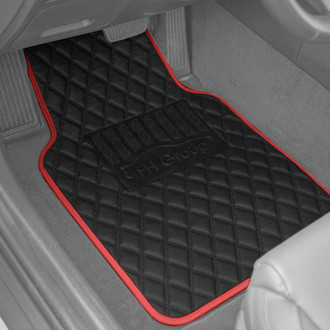 FH Group® - Deluxe 1st & 2nd Row Red Leather Floor Mat Set