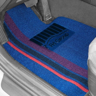 FH Group® - DIY Ultra Waterproof 1st & 2nd Row Striped Blue Rubber Floor Mat Set