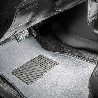 FH Group® - Non-Slip 1st & 2nd Row Gray Carpet Floor Mat Set with Heel Pad