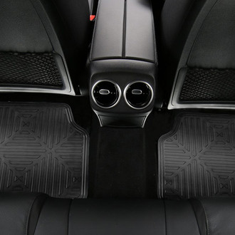 FH Group® - Metallic Finish 1st & 2nd Row Black Rubber Floor Mat Set