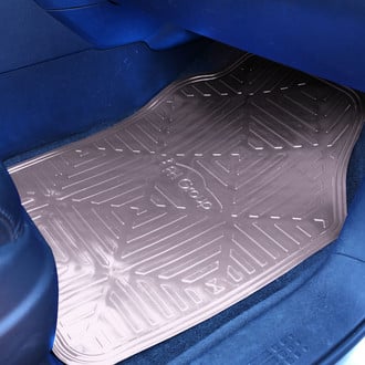 FH Group® - Metallic Finish 1st & 2nd Row Charcoal Rubber Floor Mat Set