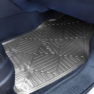 FH Group® - Metallic Finish 1st & 2nd Row Silver Rubber Floor Mat Set
