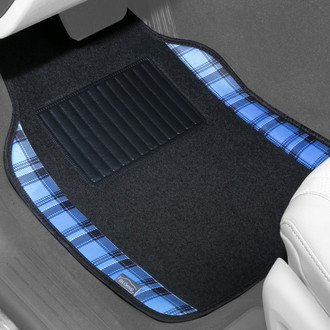 FH Group® - Tartan11 1st & 2nd Row Blue Carpet Floor Mat Set