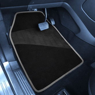 FH Group® - Color-Trimmed 1st & 2nd Row Gray Carpet Floor Mat Set