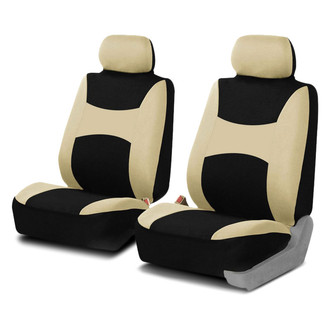 FH Group® - Light & Breezy Flat Cloth 1st Row Beige & Black Seat Covers