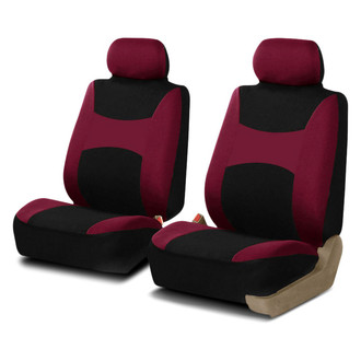 FH Group® - Light & Breezy Flat Cloth 1st Row Burgundy & Black Seat Covers