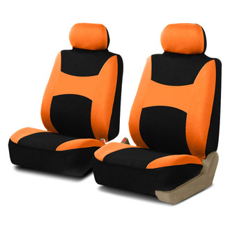 FH Group® - Light & Breezy Flat Cloth 1st Row Orange & Black Seat Covers