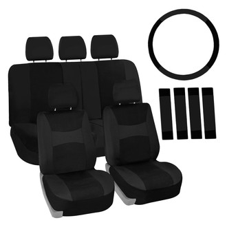 FH Group® - Light & Breezy Flat Cloth 1st & 2nd Row Black Seat Covers