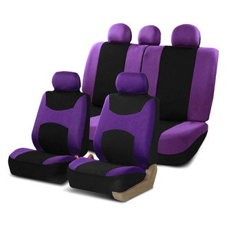 FH Group® - Light & Breezy Flat Cloth 1st & 2nd Row Purple & Black Seat Covers