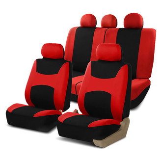 FH Group® - Light & Breezy Flat Cloth 1st & 2nd Row Red & Black Seat Covers