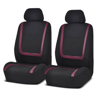 FH Group® - Unique Flat Cloth 1st Row Black & Burgundy Seat Covers