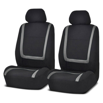 FH Group® - Unique Flat Cloth 1st Row Black & Gray Seat Covers