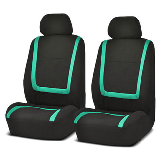 FH Group® - Unique Flat Cloth 1st Row Black & Mint Seat Covers