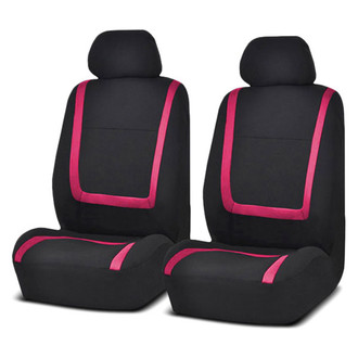 FH Group® - Unique Flat Cloth 1st Row Black & Pink Seat Covers
