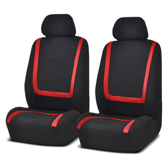 FH Group® - Unique Flat Cloth 1st Row Black & Red Seat Covers