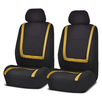 FH Group® - Unique Flat Cloth 1st Row Black & Yellow Seat Covers