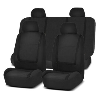 FH Group® - Unique Flat Cloth 1st & 2nd Row Black Seat Covers