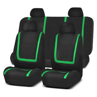 FH Group® - Unique Flat Cloth 1st & 2nd Row Black & Green Seat Covers