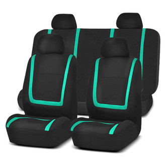 FH Group® - Unique Flat Cloth 1st & 2nd Row Black & Mint Seat Covers