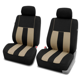 FH Group® - Striking Striped 1st Row Black & Beige Seat Covers