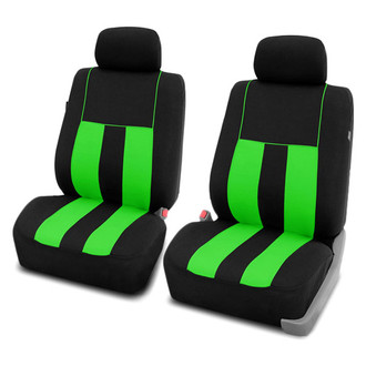 FH Group® - Striking Striped 1st Row Black & Green Seat Covers