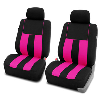 FH Group® - Striking Striped 1st Row Black & Pink Seat Covers