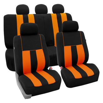 FH Group® - Striking Striped 1st & 2nd Row Black & Orange Seat Covers