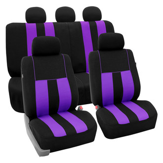 FH Group® - Striking Striped 1st & 2nd Row Black & Purple Seat Covers