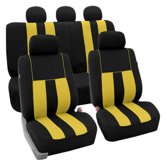 FH Group® - Striking Striped 1st & 2nd Row Black & Yellow Seat Covers