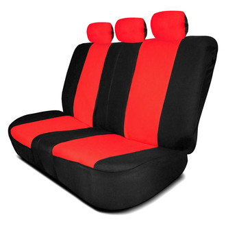 FH Group® - Full Coverage Flat Cloth 2nd Row Black & Red Seat Covers