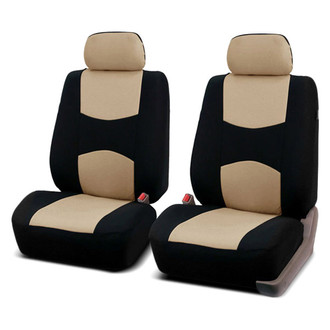 FH Group® - Flat Cloth 1st Row Black & Beige Seat Covers
