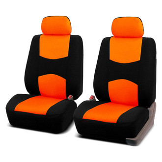 FH Group® - Flat Cloth 1st Row Black & Orange Seat Covers